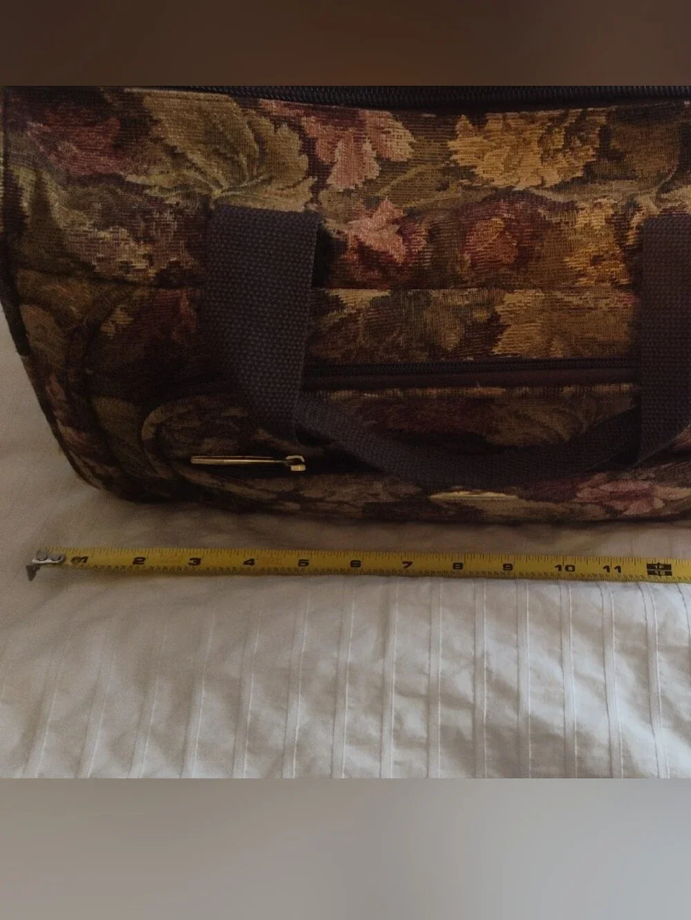 Pierre Cardin Brown Floral Tapestry Duffel Bag